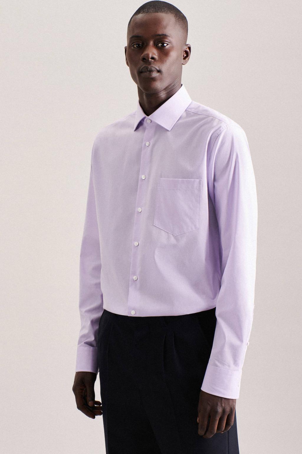 Seidensticker regular fit overhemd lila