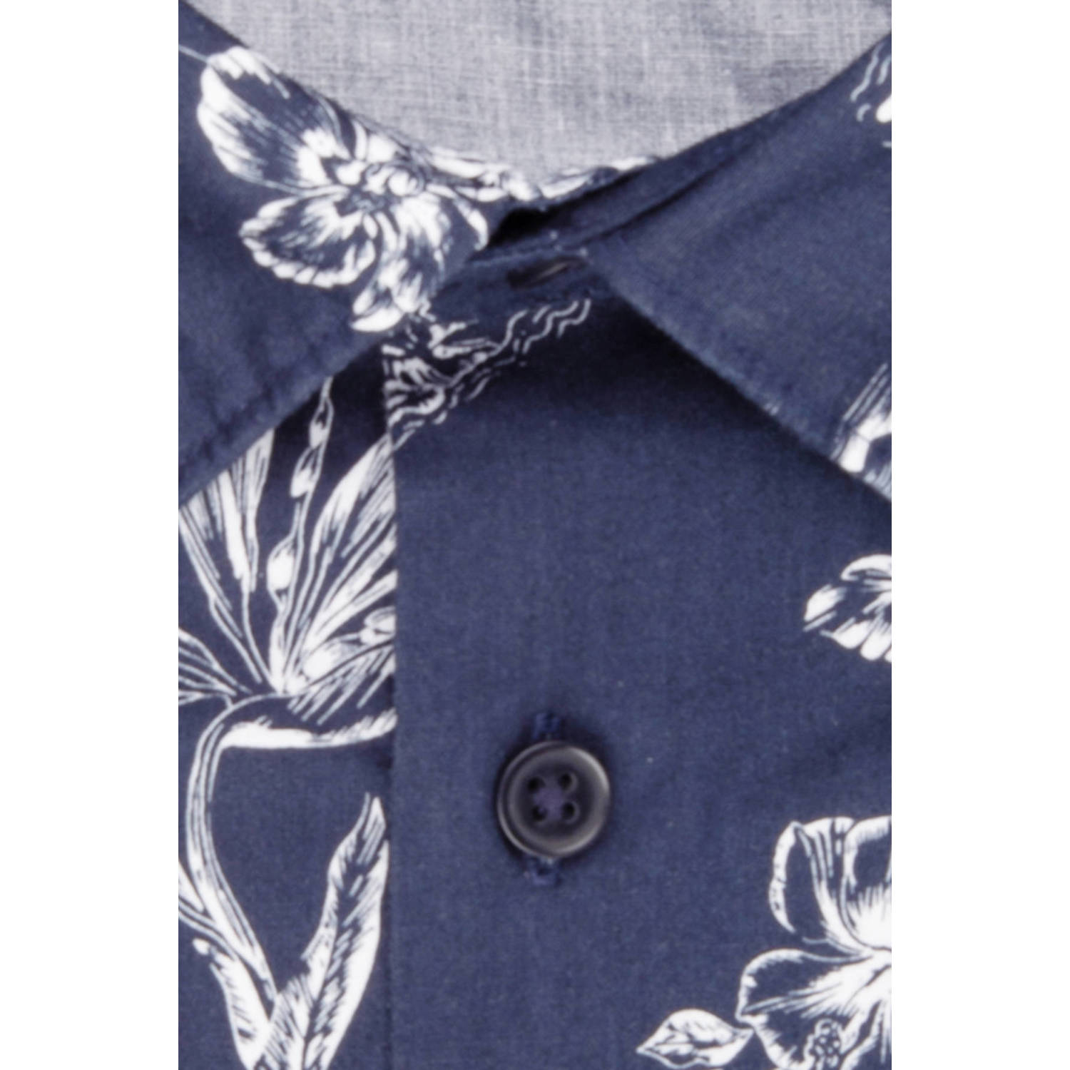 Seidensticker regular fit overhemd met all over print donkerblauw