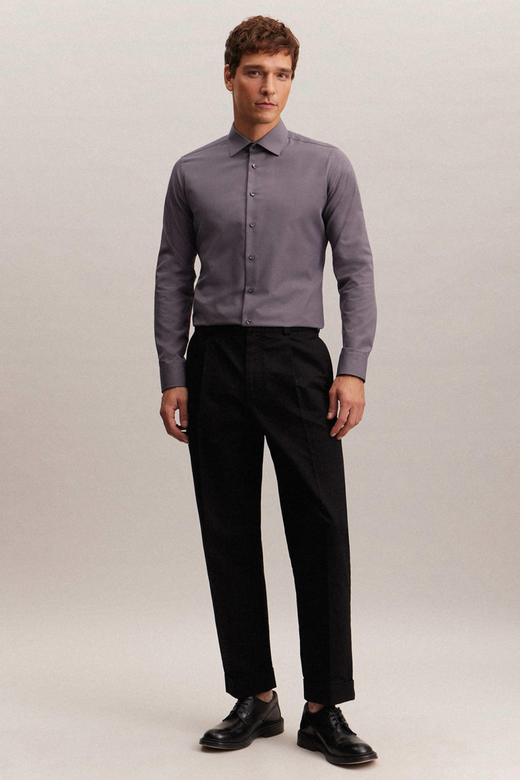 Seidensticker slim fit overhemd grijs