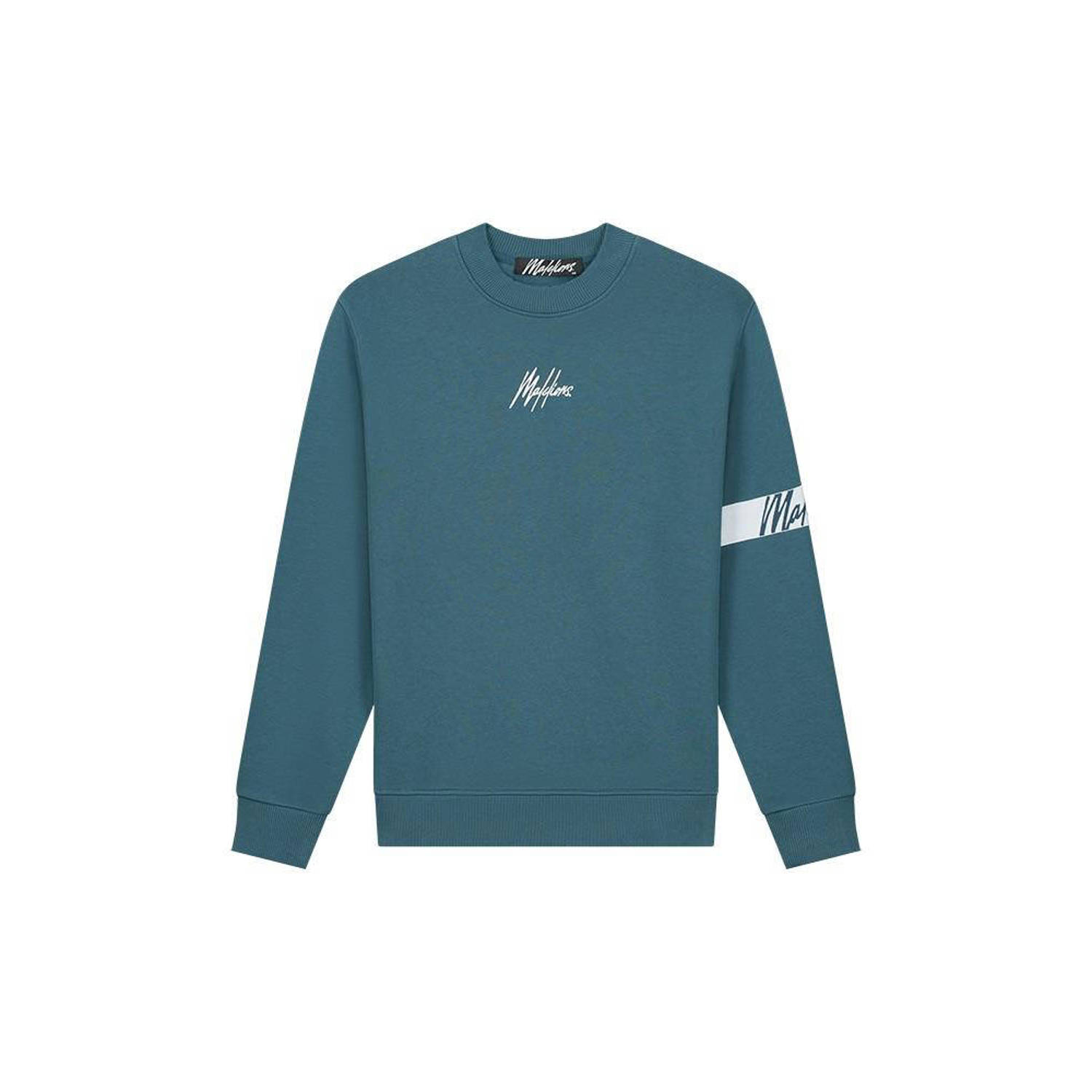 Malelions sweater met logo petrol white