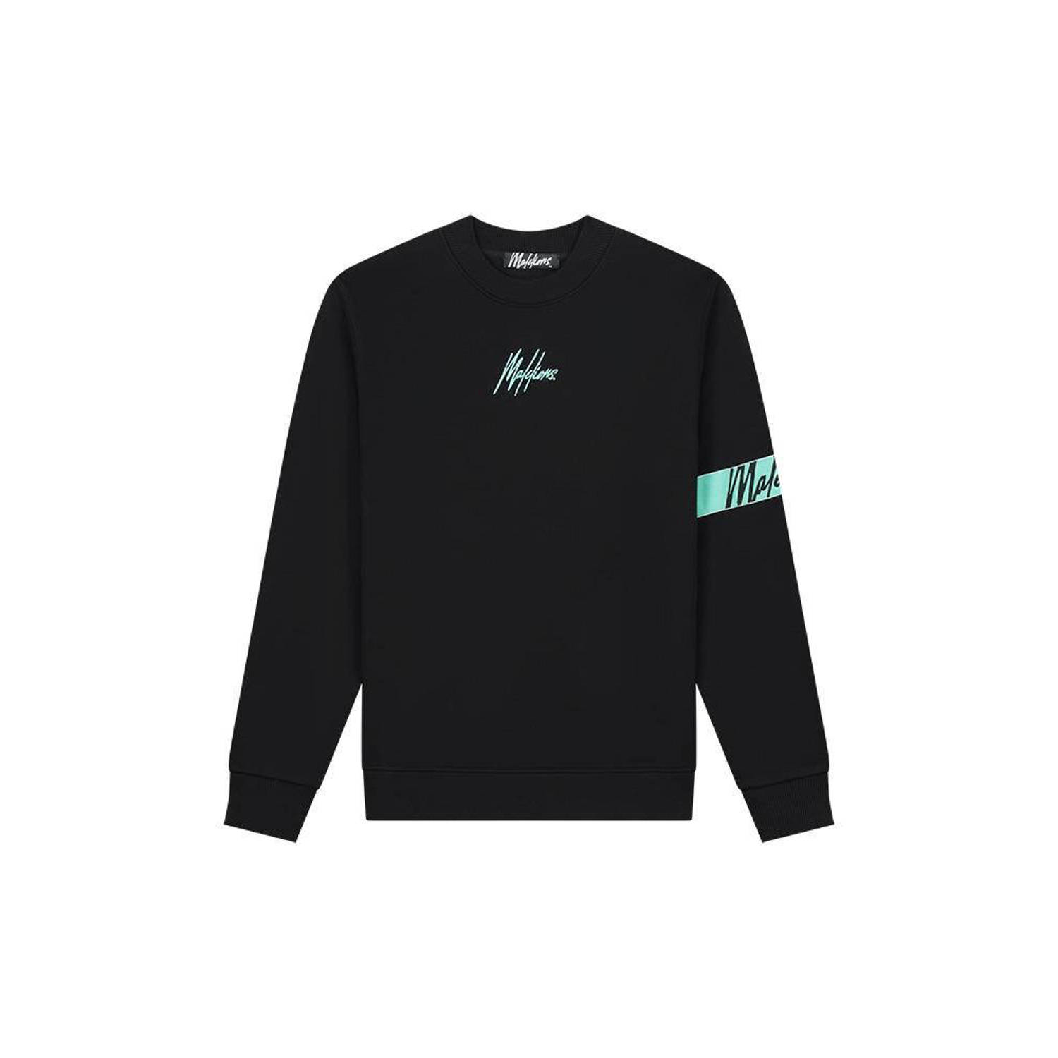 Malelions sweater met logo black turquoise