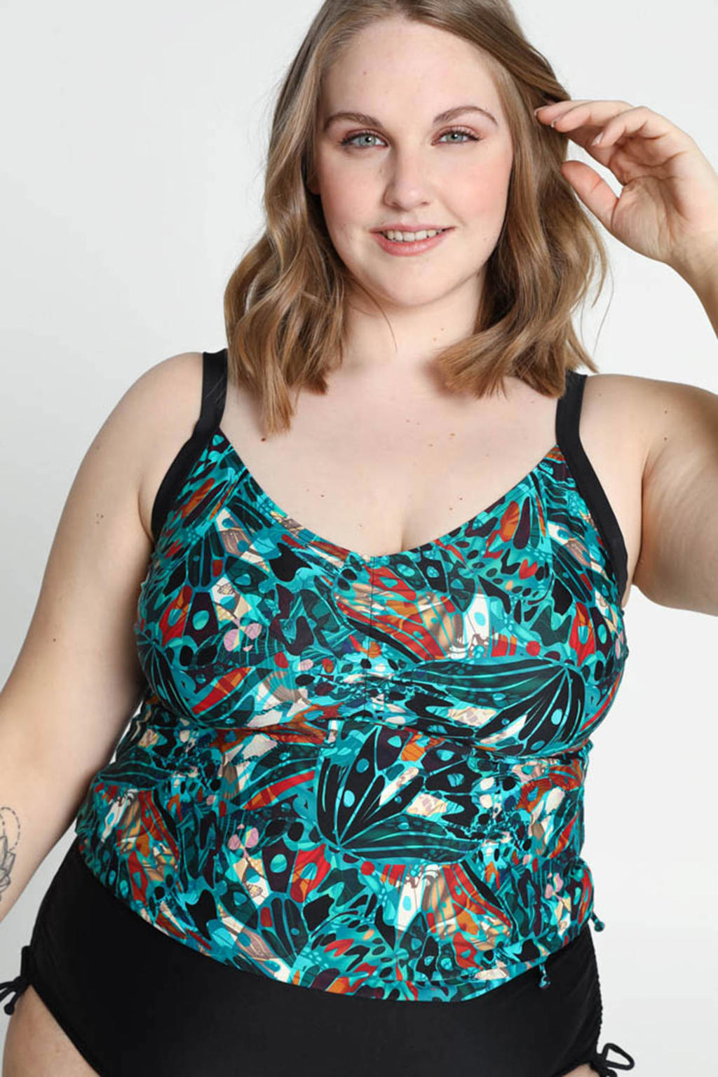 Paprika tankini bikinitop turquoise/zwart/rood wehkamp