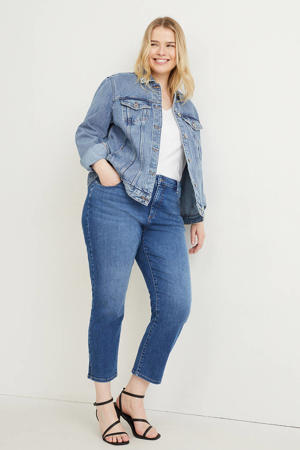 cropped regular fit jeans medium blue denim
