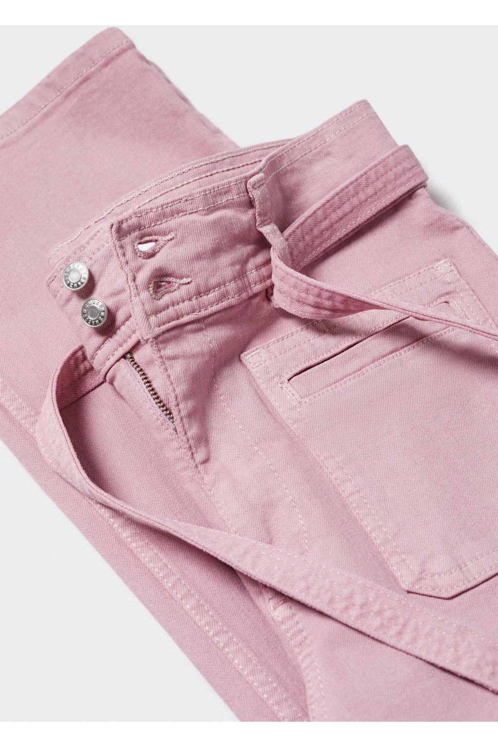 Mango cropped high waist bootcut jeans roze wehkamp