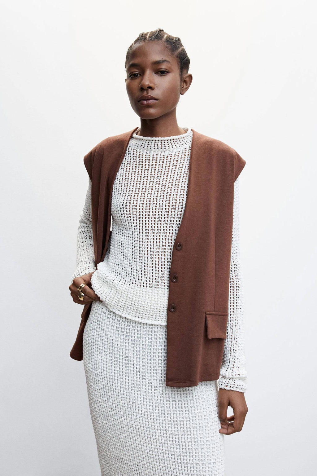 Mango gilet bruin kopen? in huis wehkamp