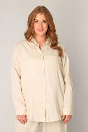 blouse met linnen beige