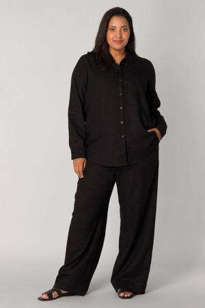 blouse met linnen zwart