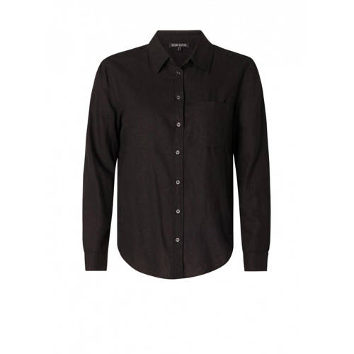 Base Level Curvy blouse met linnen zwart afbeelding
