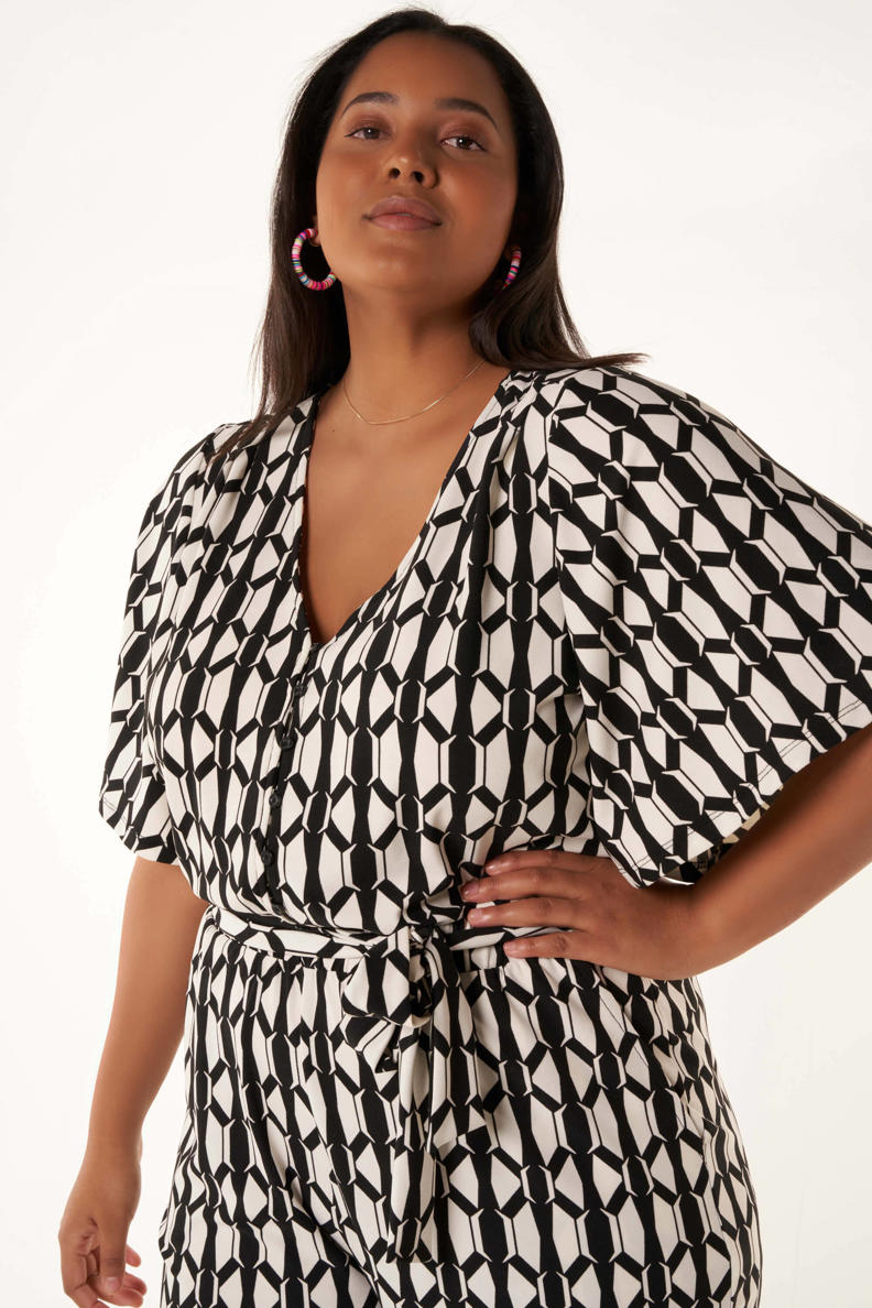MS Mode jumpsuit met grafische print wit/zwart wehkamp