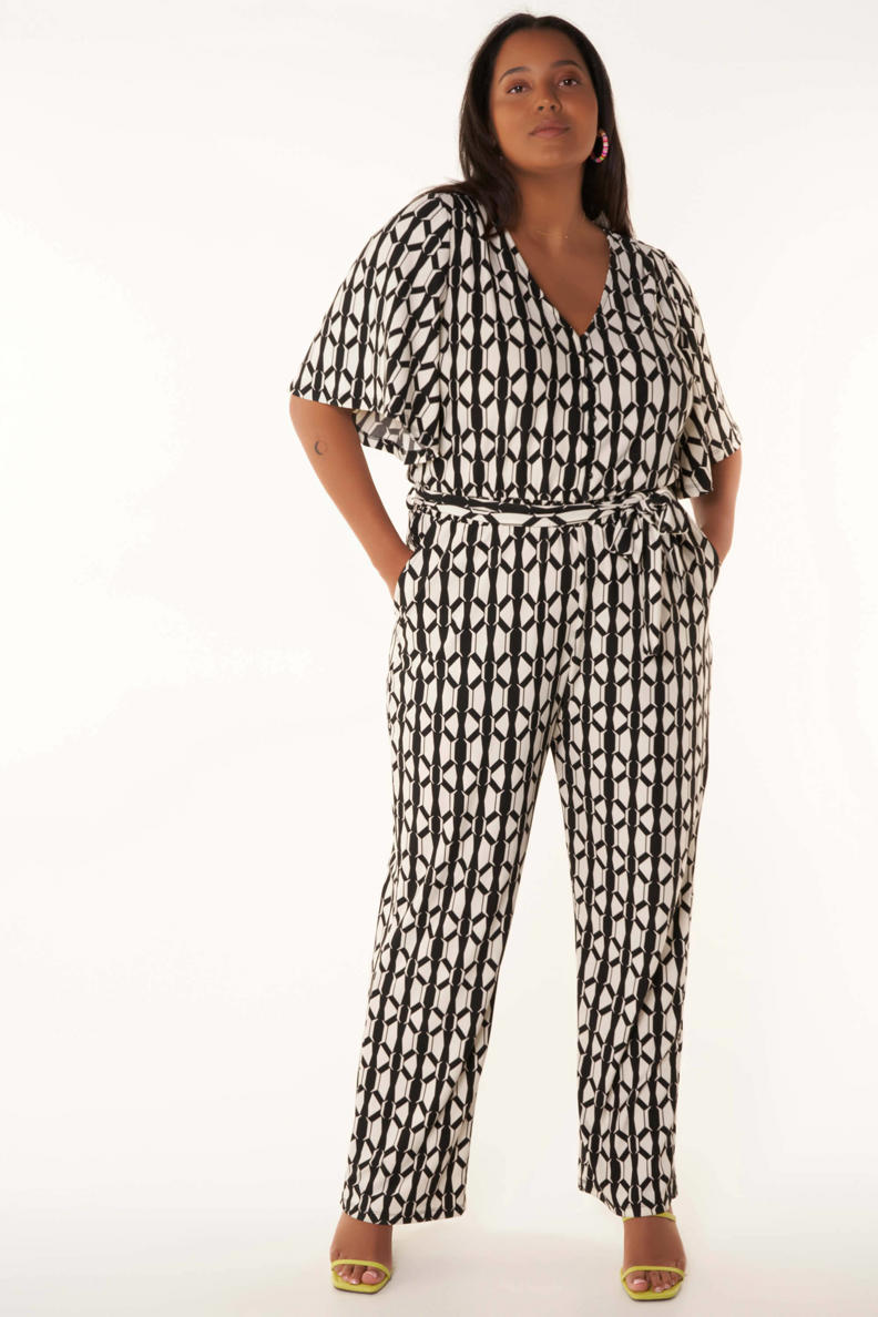 MS Mode jumpsuit met grafische print wit/zwart wehkamp