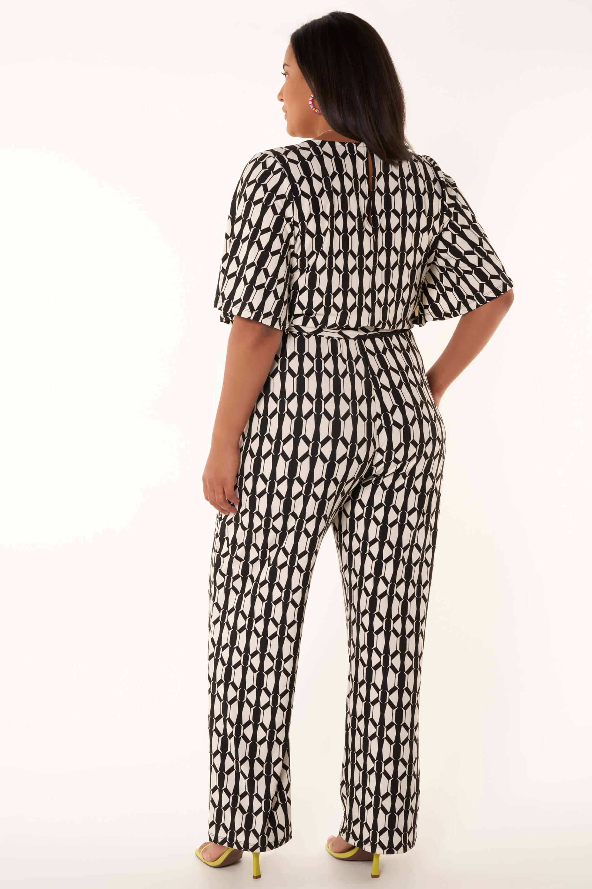 MS Mode jumpsuit met grafische print wit/zwart wehkamp