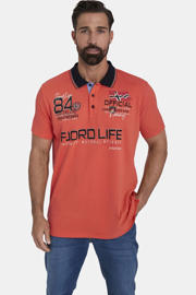 thumbnail: Jan Vanderstorm regular fit polo LADISLAUS Plus Size met printopdruk oranje