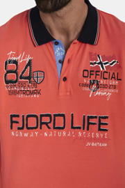 thumbnail: Jan Vanderstorm regular fit polo LADISLAUS Plus Size met printopdruk oranje