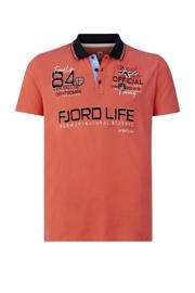 thumbnail: Jan Vanderstorm regular fit polo LADISLAUS Plus Size met printopdruk oranje