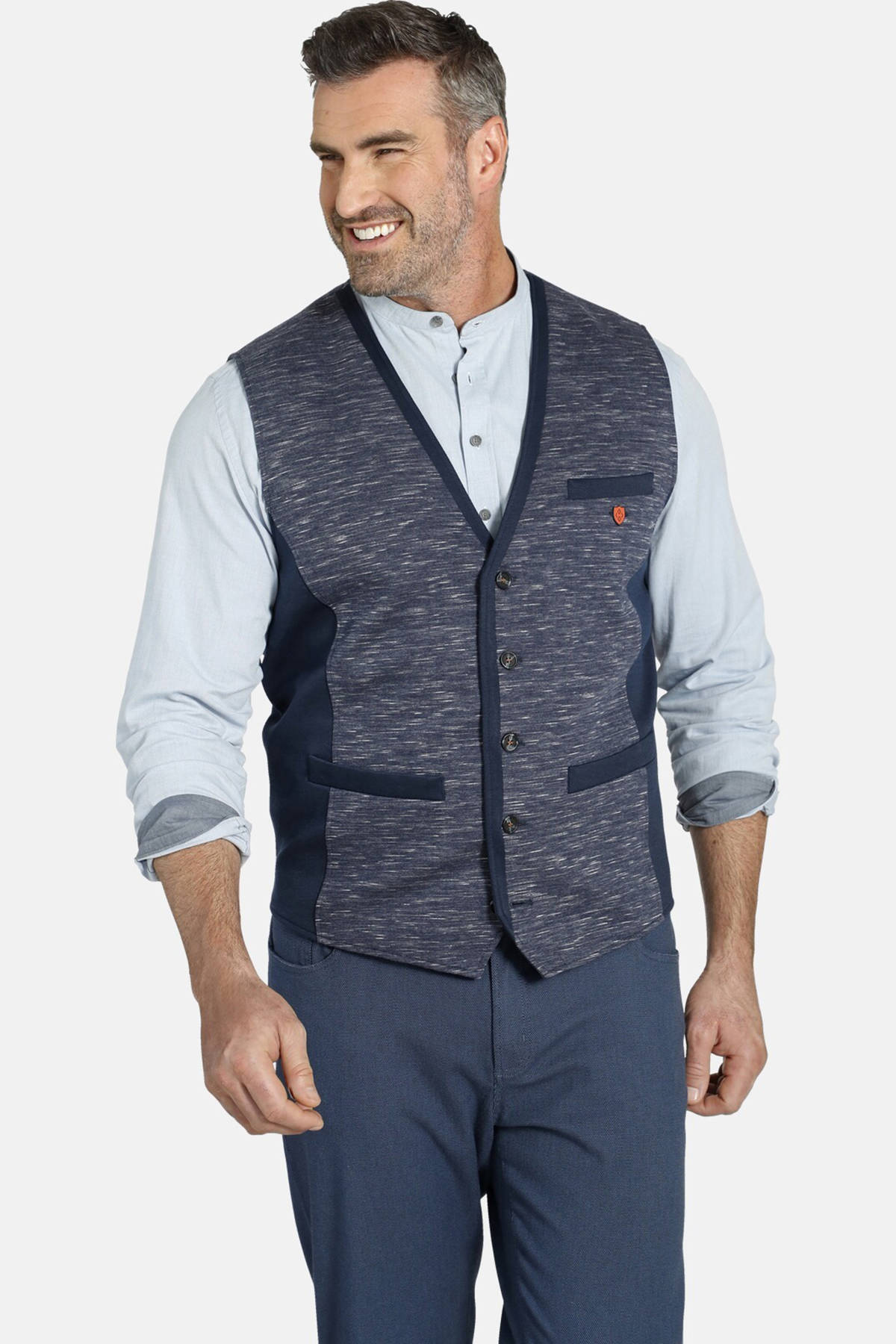 Charles Colby Gilet DUKE KALMAN Plus Size Blauw