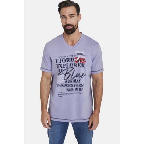Jan Vanderstorm regular fit T-shirt NORDGER Plus Size met printopdruk lavendel afbeelding