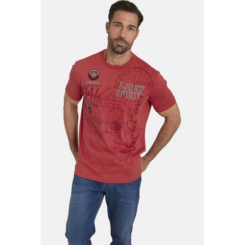 Jan Vanderstorm regular fit T-shirt DOMINIK. Plus Size met printopdruk donker oranje afbeelding