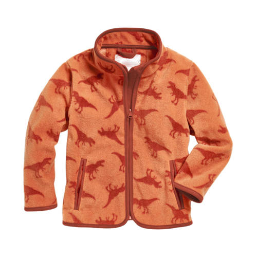 Playshoes fleece vest met all over dino print bruin afbeelding