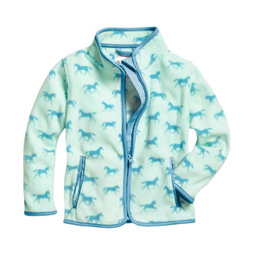 Playshoes fleece vest met all over paarden print turquoise afbeelding
