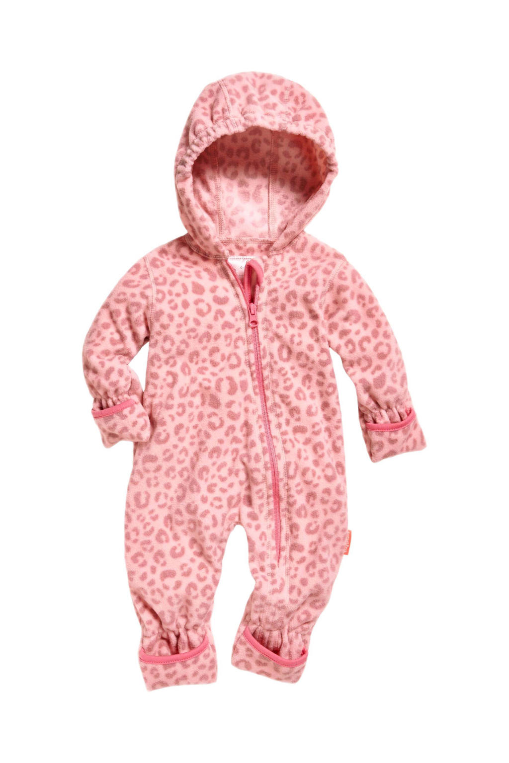 Roze meisjes Playshoes baby fleece pak van polyester met lange mouwen, capuchon en ritssluiting