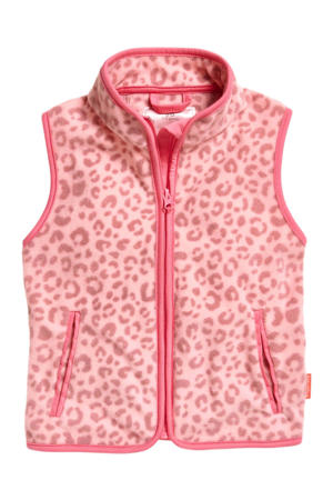 fleece bodywarmer met all over print roze