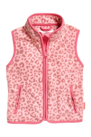 fleece bodywarmer met all over print roze