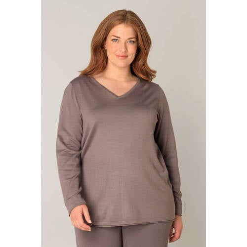 Base Level Curvy fijngebreide trui Anine taupe afbeelding