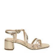 thumbnail: Gouden dames Tamaris sandalettes van imitatieleer met blokhak, gesp en slangenprint