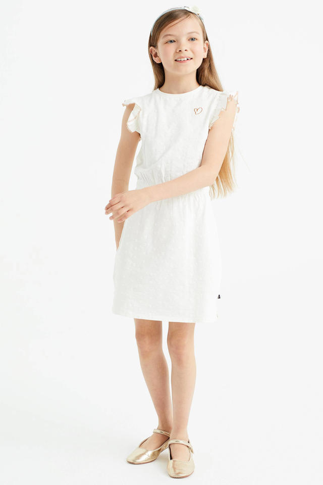 Validatie Stoel Praktisch WE Fashion jurk met ruches wit | wehkamp