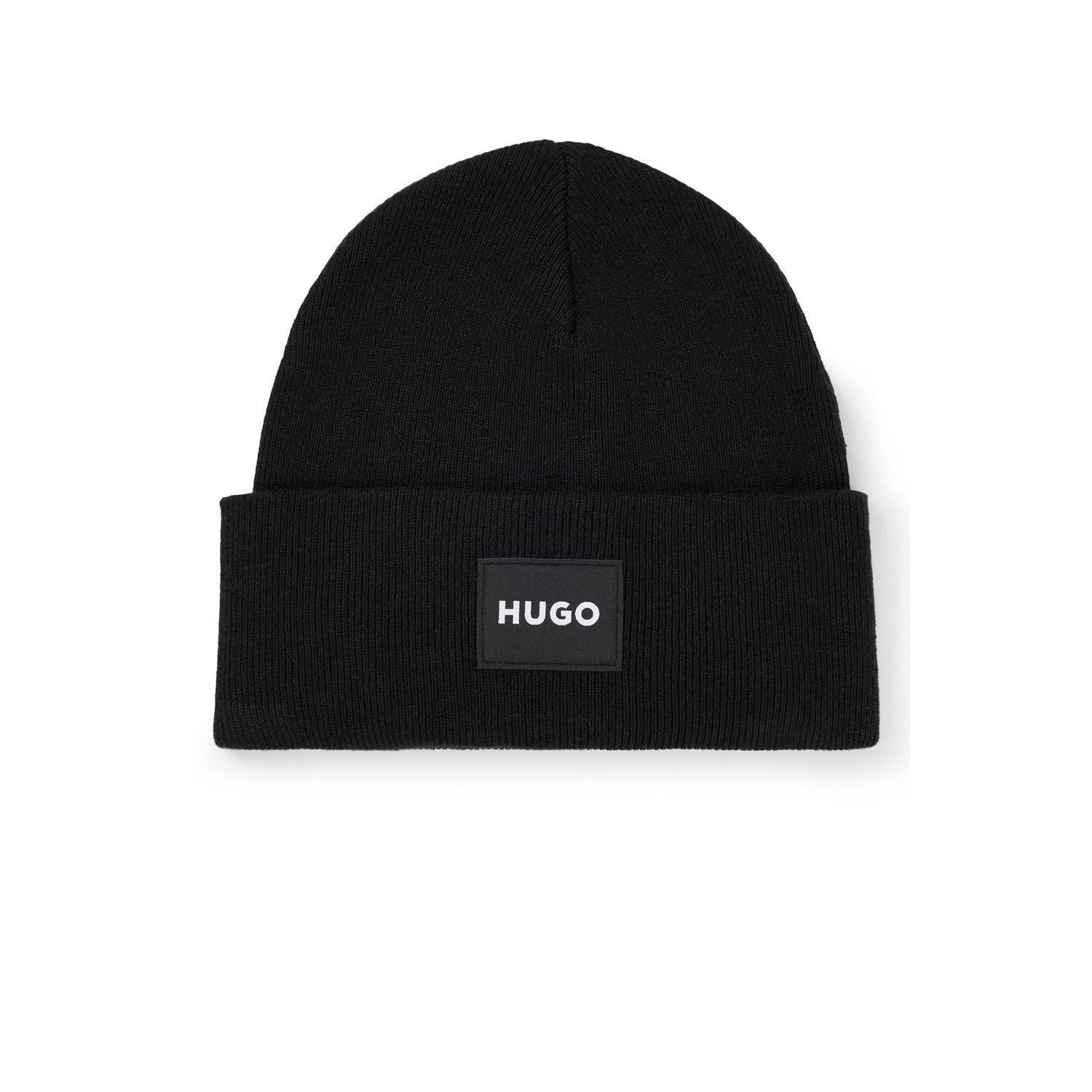 HUGO Beanie met labelpatch model 'Xevon'