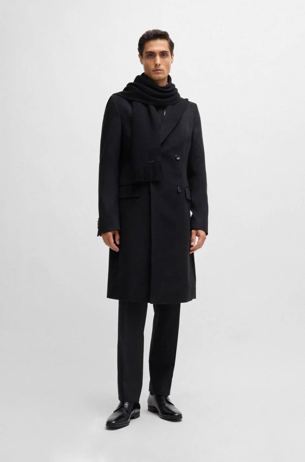 BOSS Tadic sjaal viscose, heren sjaal gewoven, donkerblauw