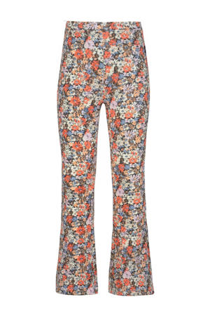 gebloemde high waist flared broek van gerecycled polyester rood/multicolor