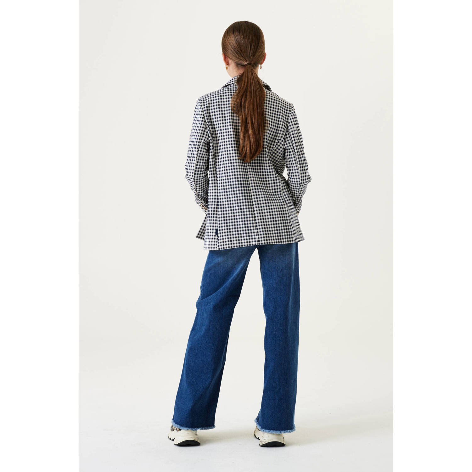 Garcia geruite blazer zwart wit