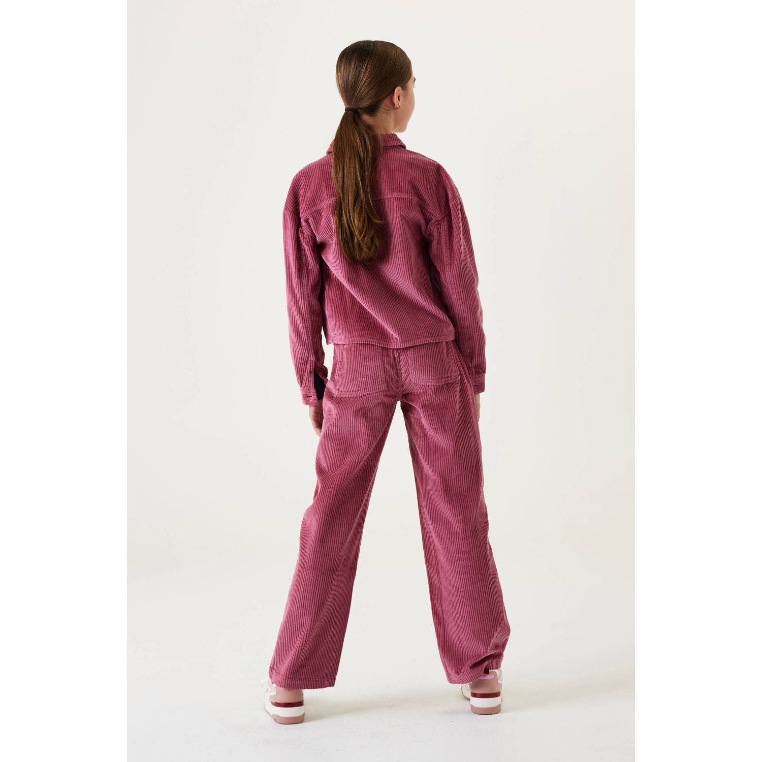 Garcia high waist straight fit broek oudroze