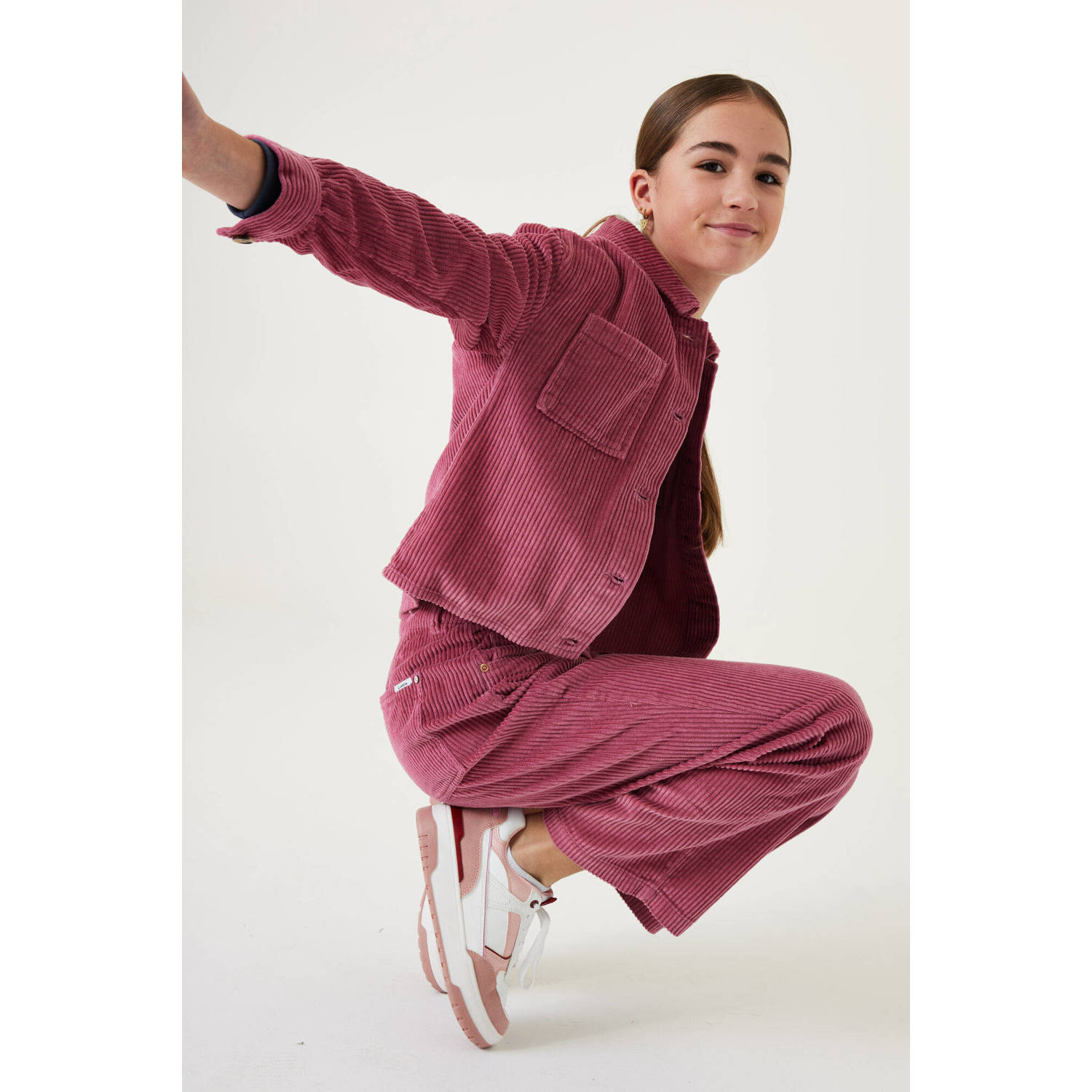 Garcia high waist straight fit broek oudroze