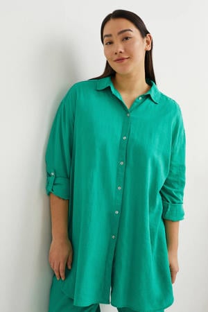 blouse met linnen groen