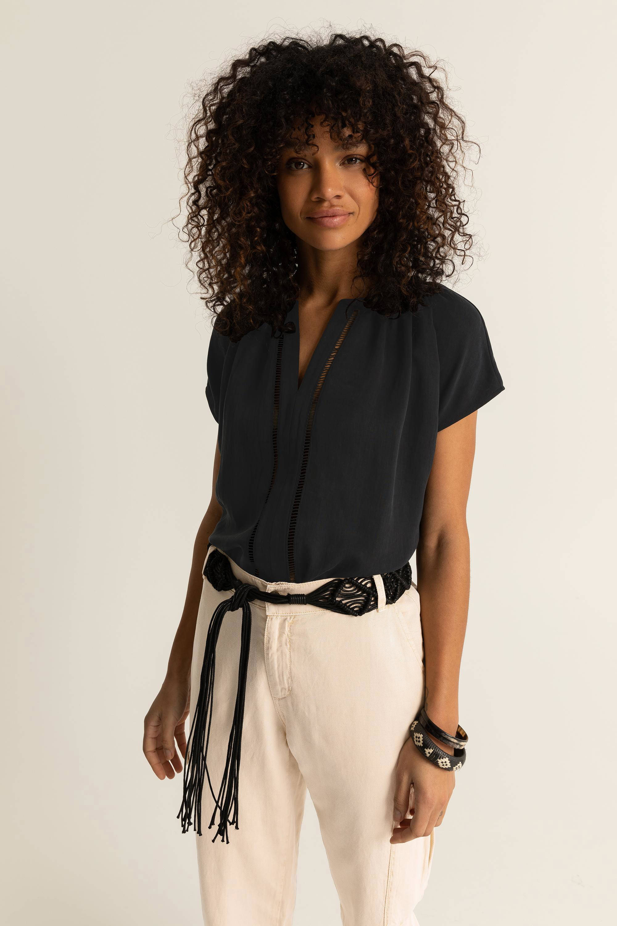 Expresso blousetop met open detail zwart wehkamp