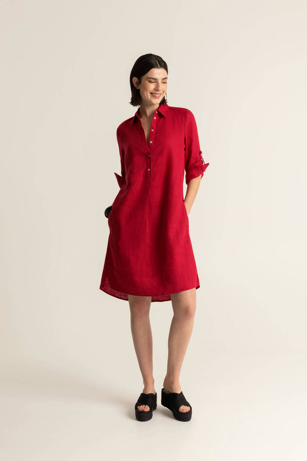 Tientallen Geweldig hoop Expresso linnen jurk rood | wehkamp