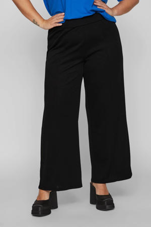 high waist wide leg broek VIYEVA van gerecycled polyester zwart