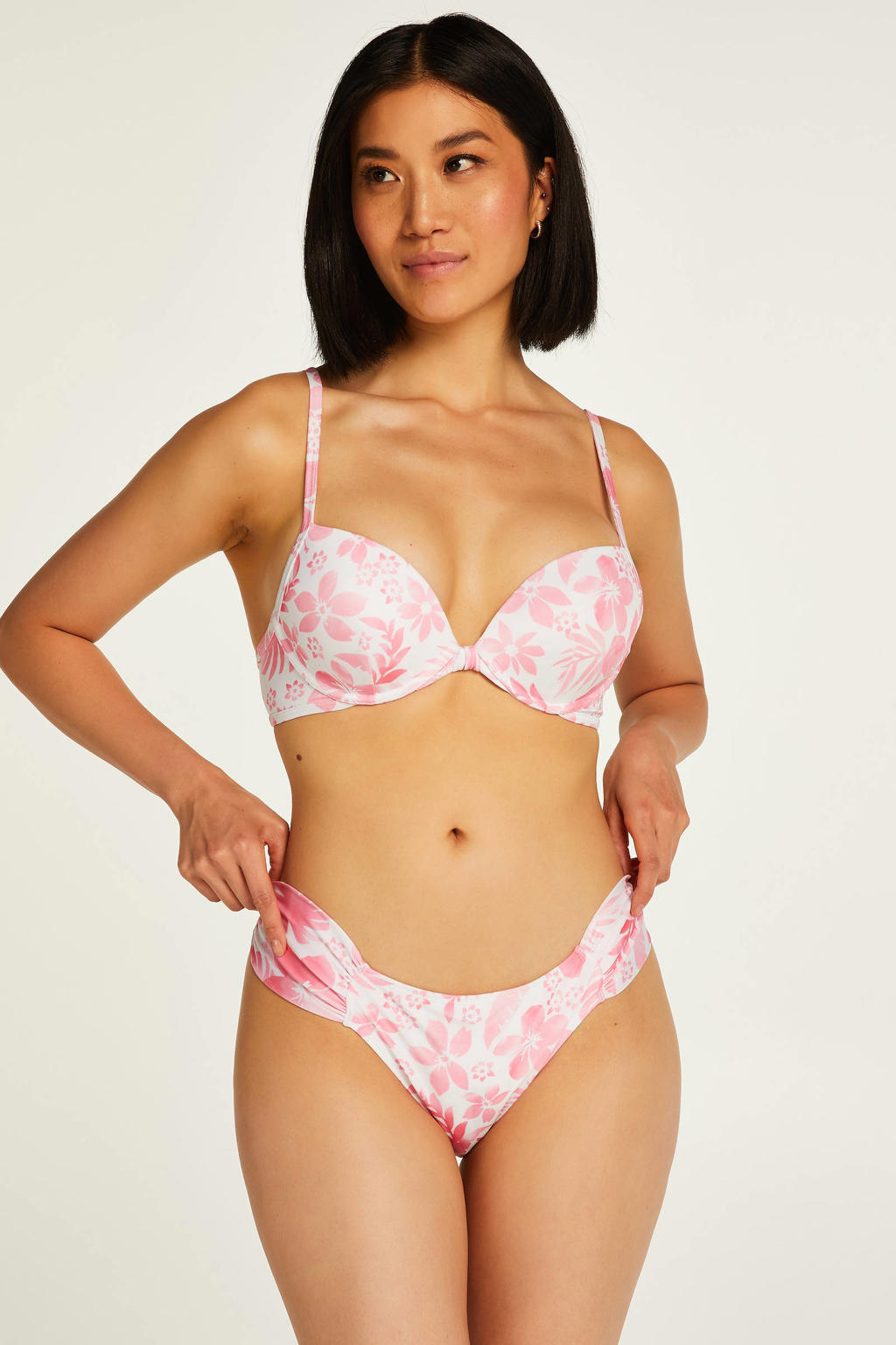 Hunkemöller bikinibroekje Tropical wit/roze wehkamp