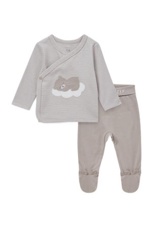 newborn pyjama met printopdruk grijs
