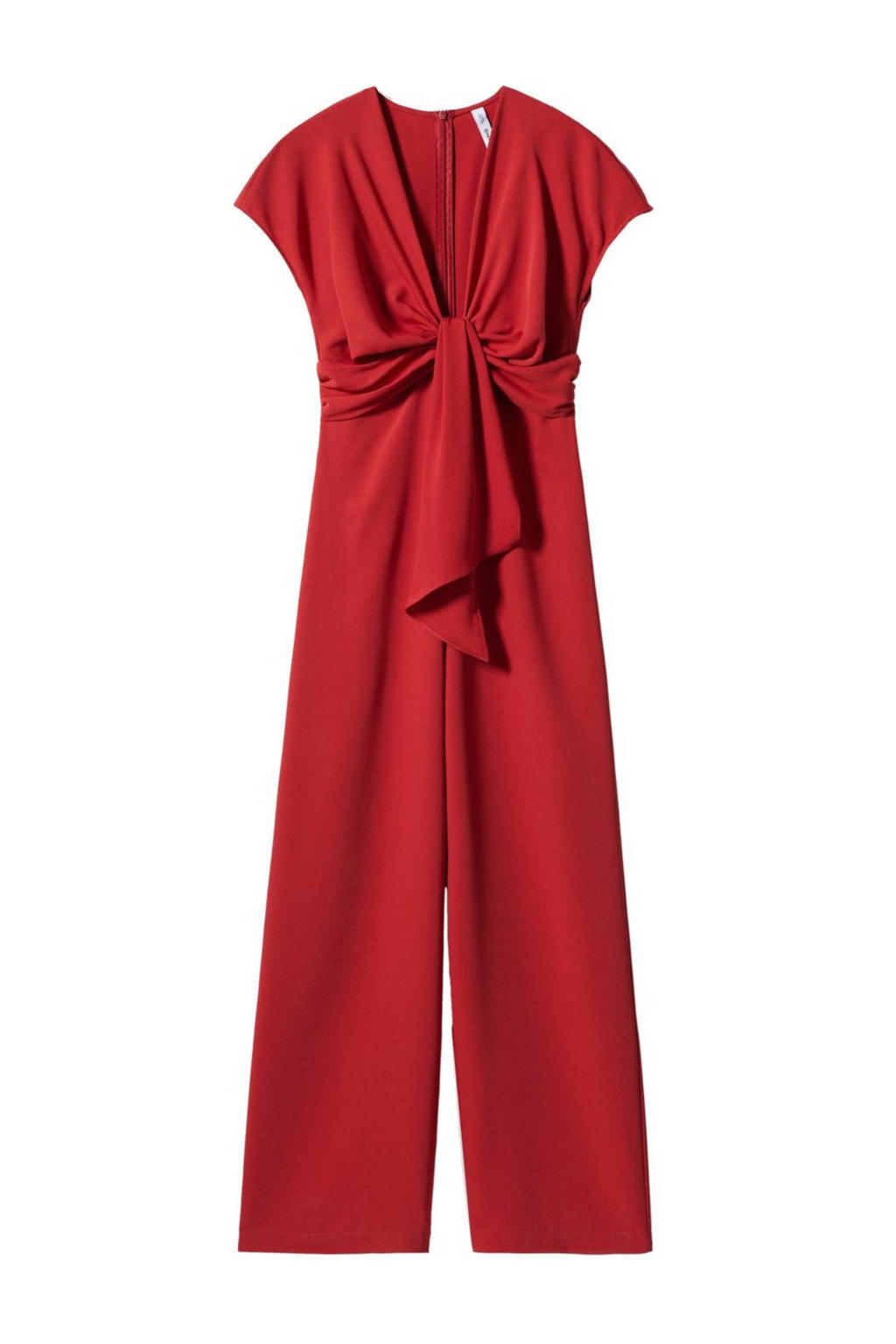 Mango jumpsuit met knoopdetail rood wehkamp