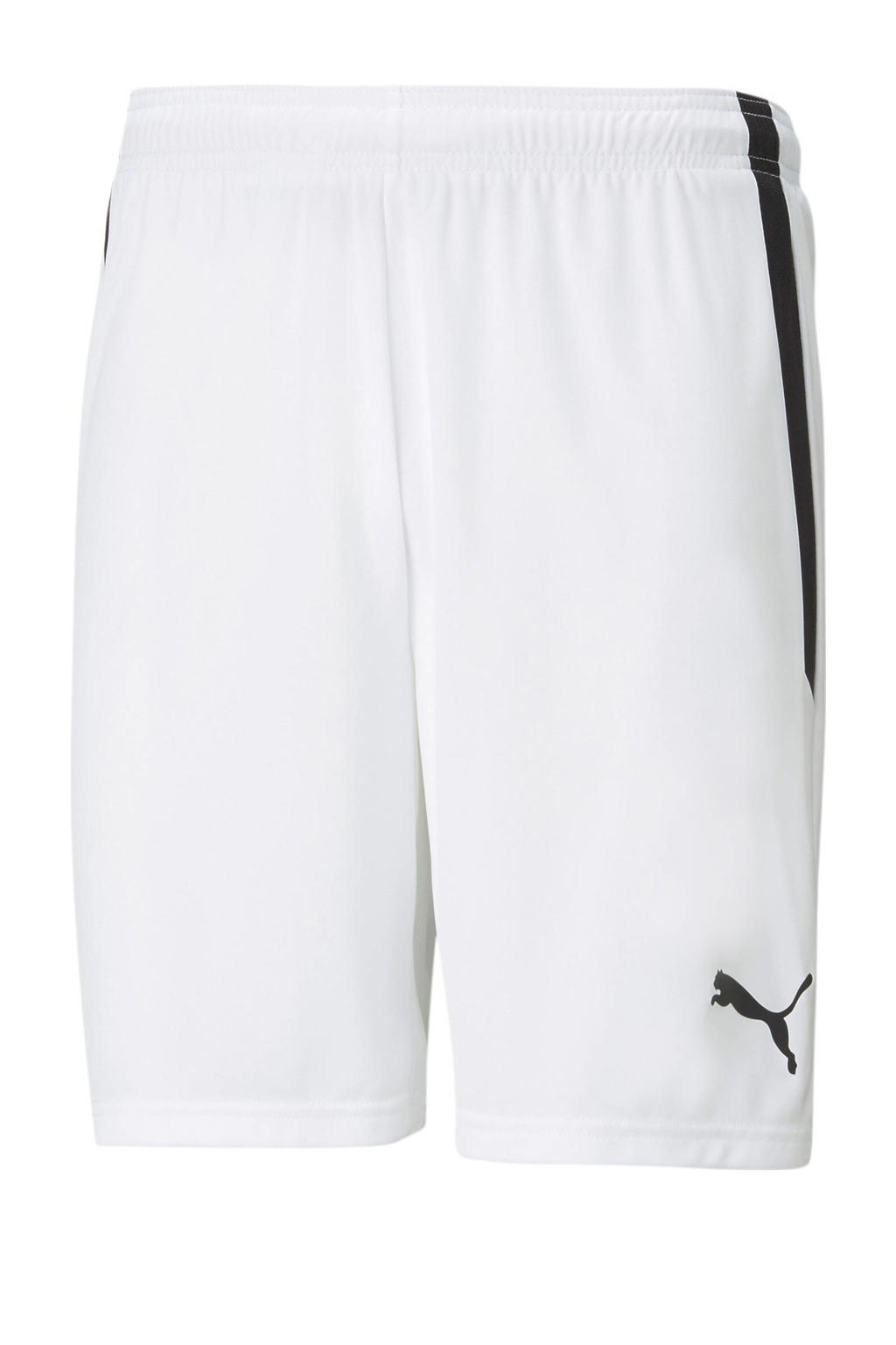 Wit en zwarte heren Puma Senior sportshort van polyester met regular fit, elastische tailleband met koord en effen