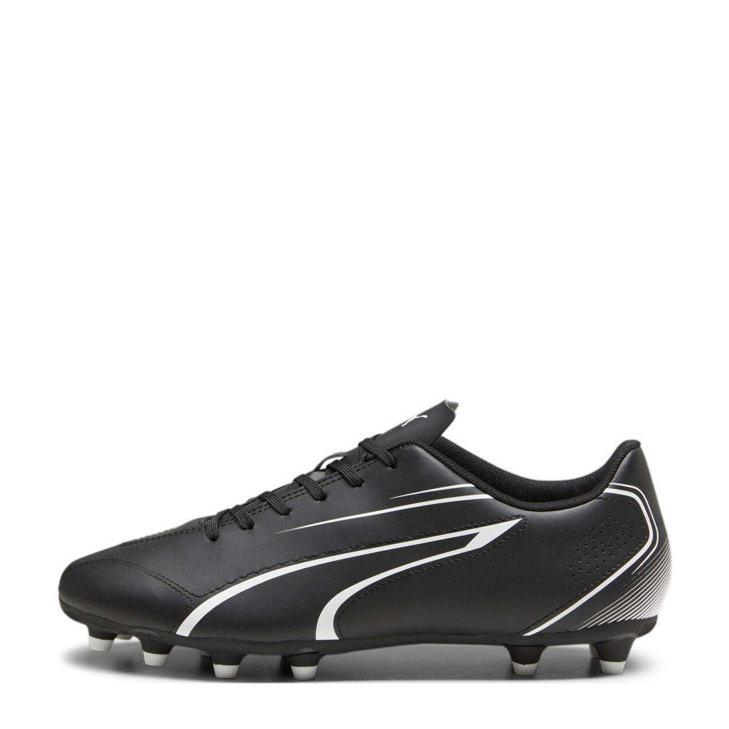 Zwarte heren Puma Vitoria senior voetbalschoenen van imitatieleer