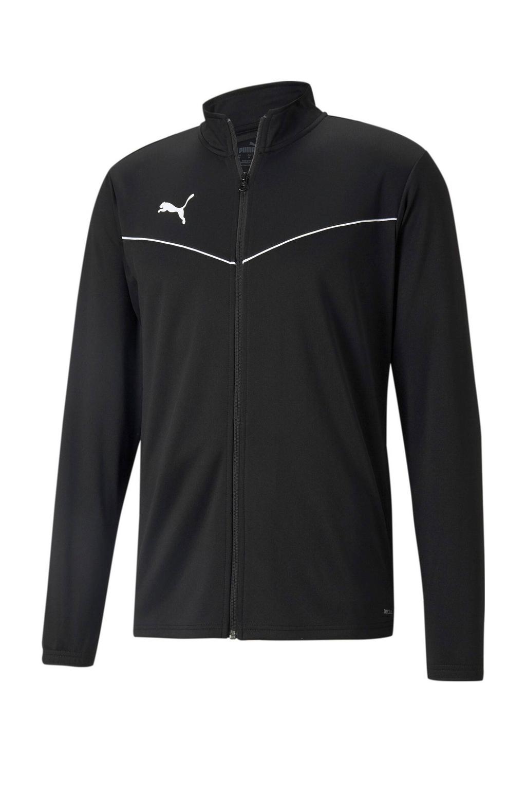 Zwart en witte heren Puma Senior sportjackzwart van polyester met logo dessin, lange mouwen, opstaande kraag en ritssluiting