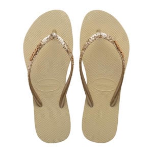 teenslippers met glitters beige