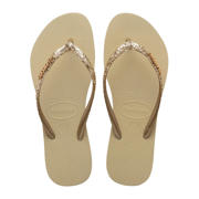 thumbnail: Beige meisjes Havaianas teenslippers met glitters van pvc/rubber
