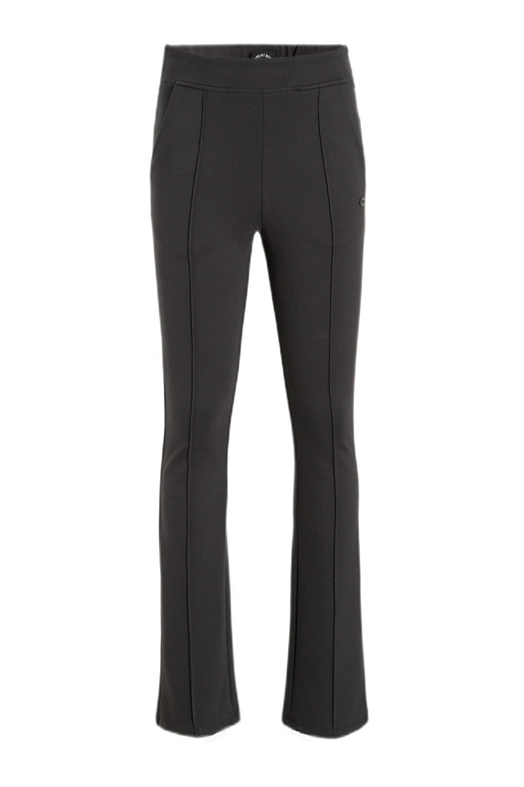 Zwarte meisjes Me & My Monkey broek Noa van viscose met regular waist, knoopsluiting en effen