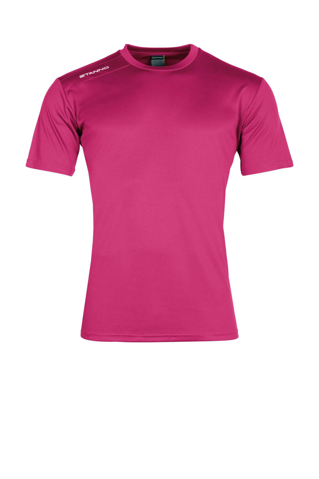 Roze heren Stanno senior voetbalshirt van polyester met korte mouwen en ronde hals