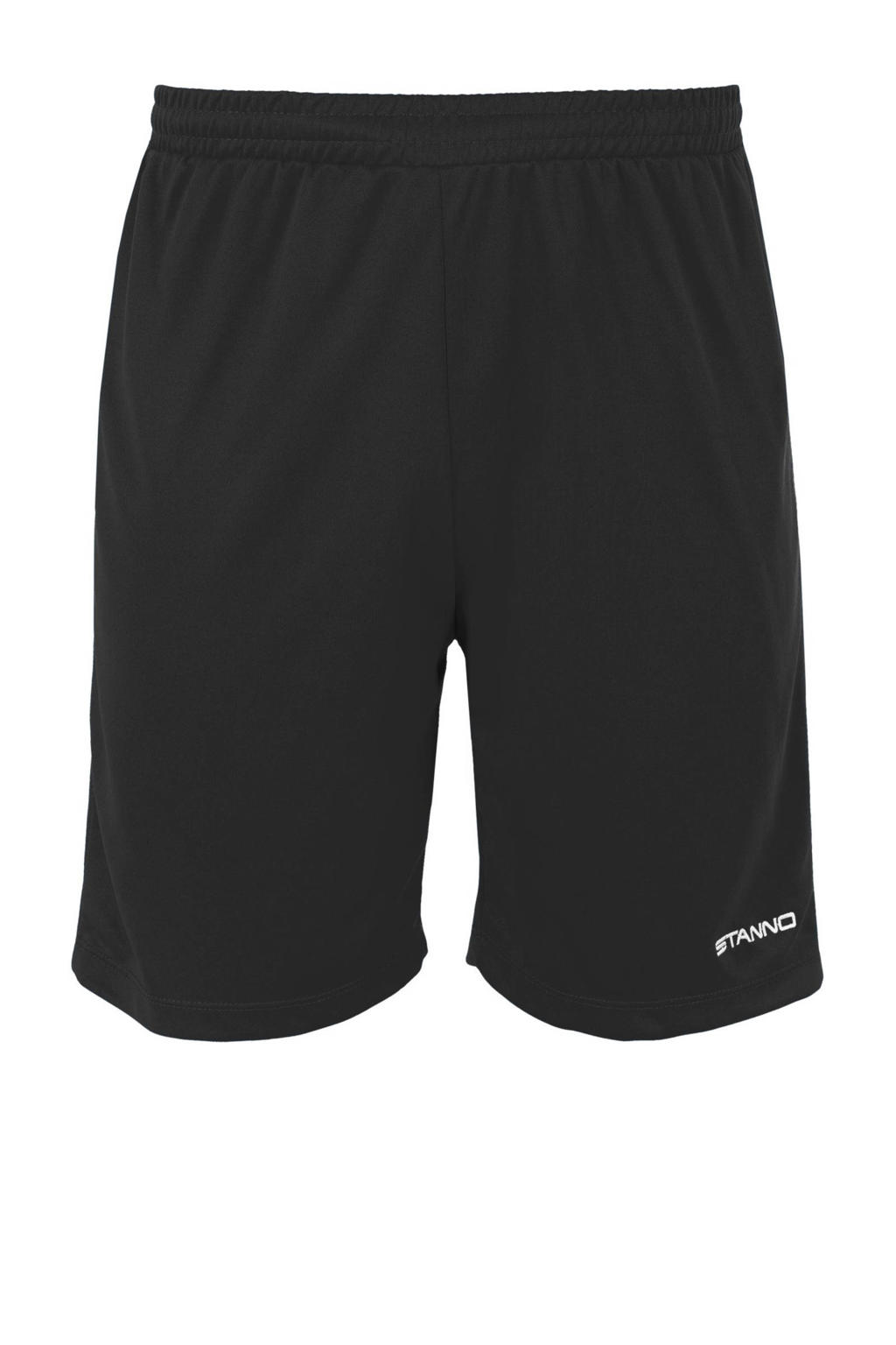 Zwarte jongens en meisjes Stanno Junior voetbalshort van polyester met logo dessin